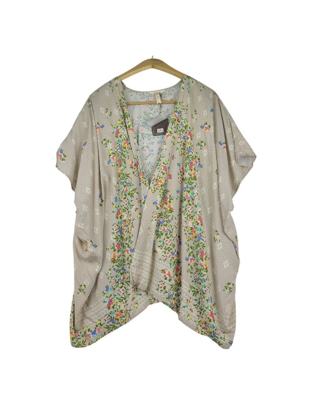 Matilda Jane Family Time Floral Kimono Brown Beige Open Front Boho XS/Small NEW